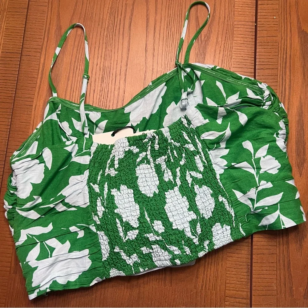 Kate Spade‎ x Target Rose Floral Linen Fit Flare Midi Skirt & Ruched Top Set 2X